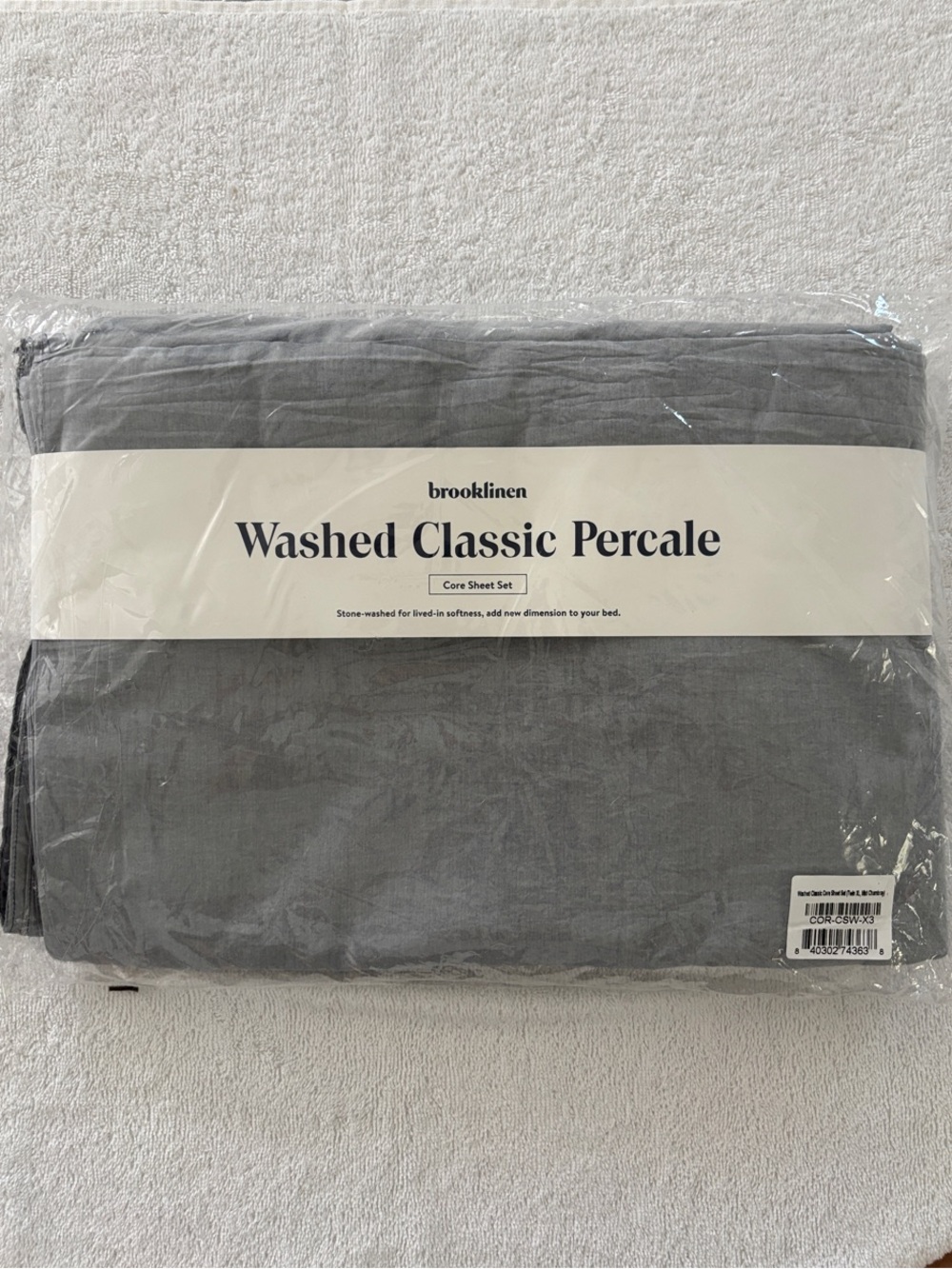 Brooklinen Washed Classic Percale sheet set — Mist Chambray